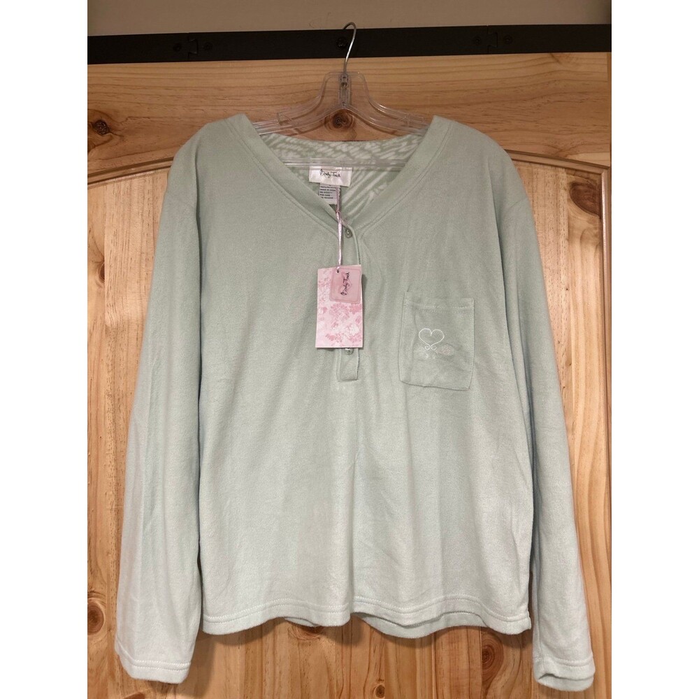 Body Touch Pajamas 2 Pc Set size XL Mint Green Long Sleeve Top & Pants NWT